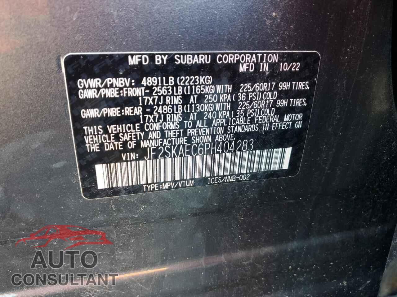 SUBARU FORESTER 2023 - JF2SKAEC6PH404283