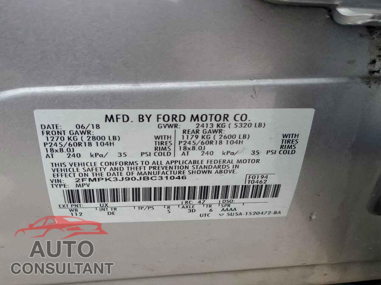 FORD EDGE 2018 - 2FMPK3J90JBC31046