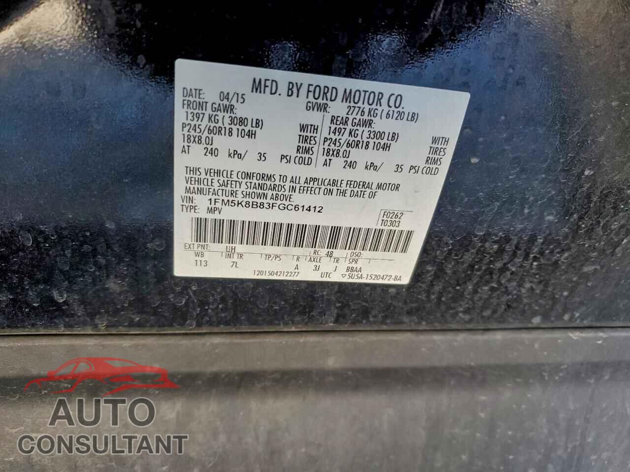 FORD EXPLORER 2015 - 1FM5K8B83FGC61412