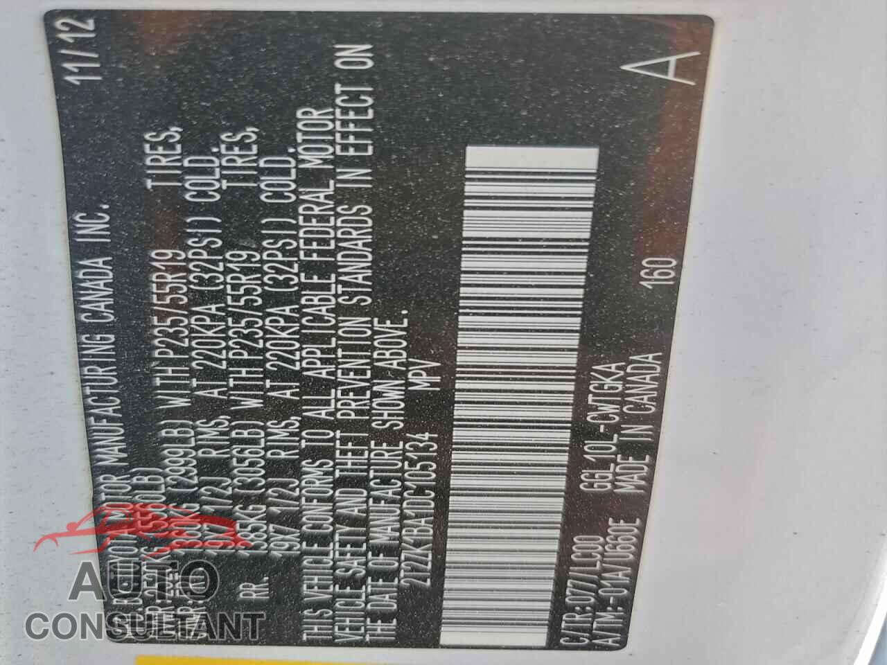 LEXUS RX350 2013 - 2T2ZK1BA1DC105134