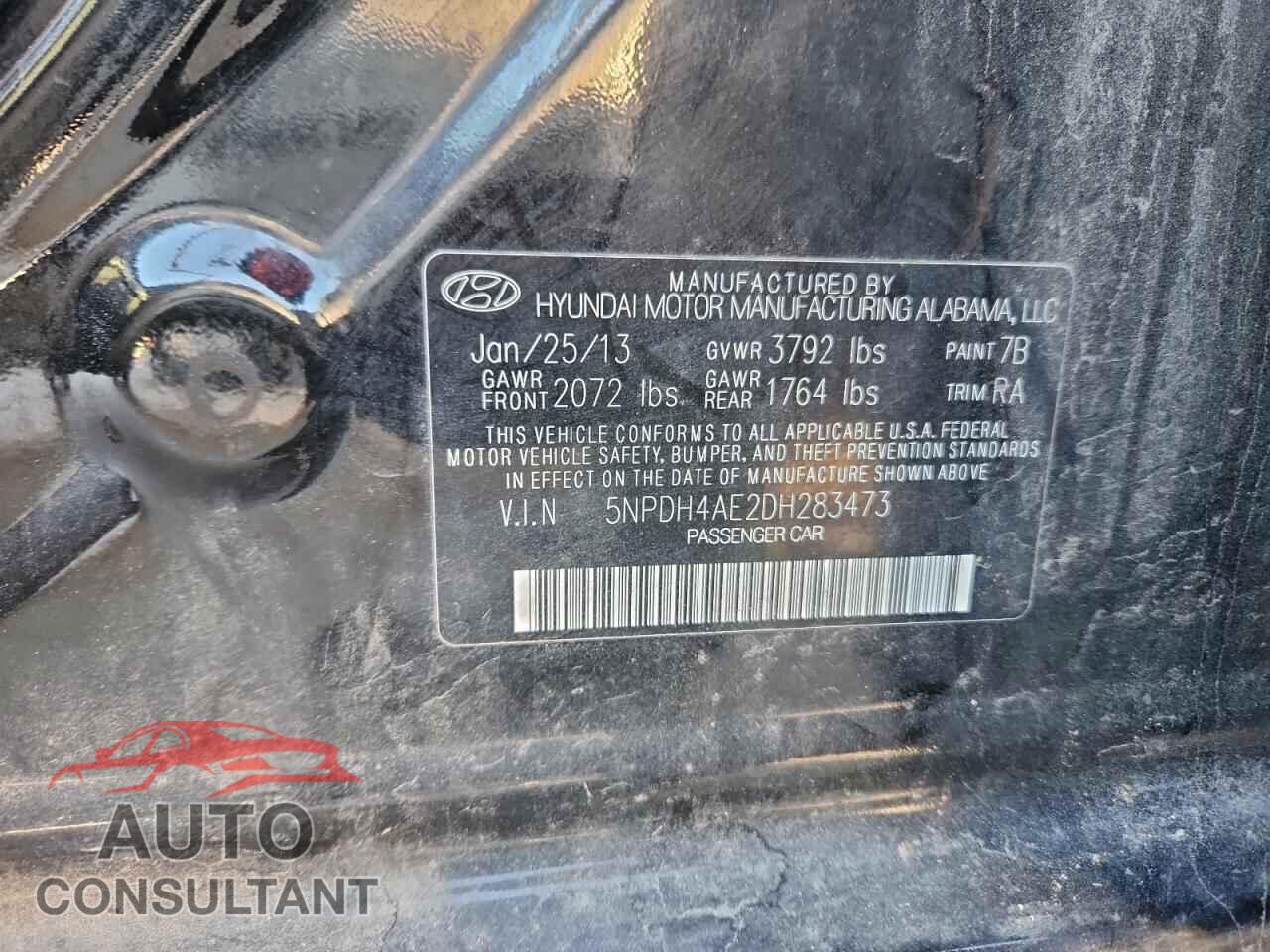 HYUNDAI ELANTRA 2013 - 5NPDH4AE2DH283473