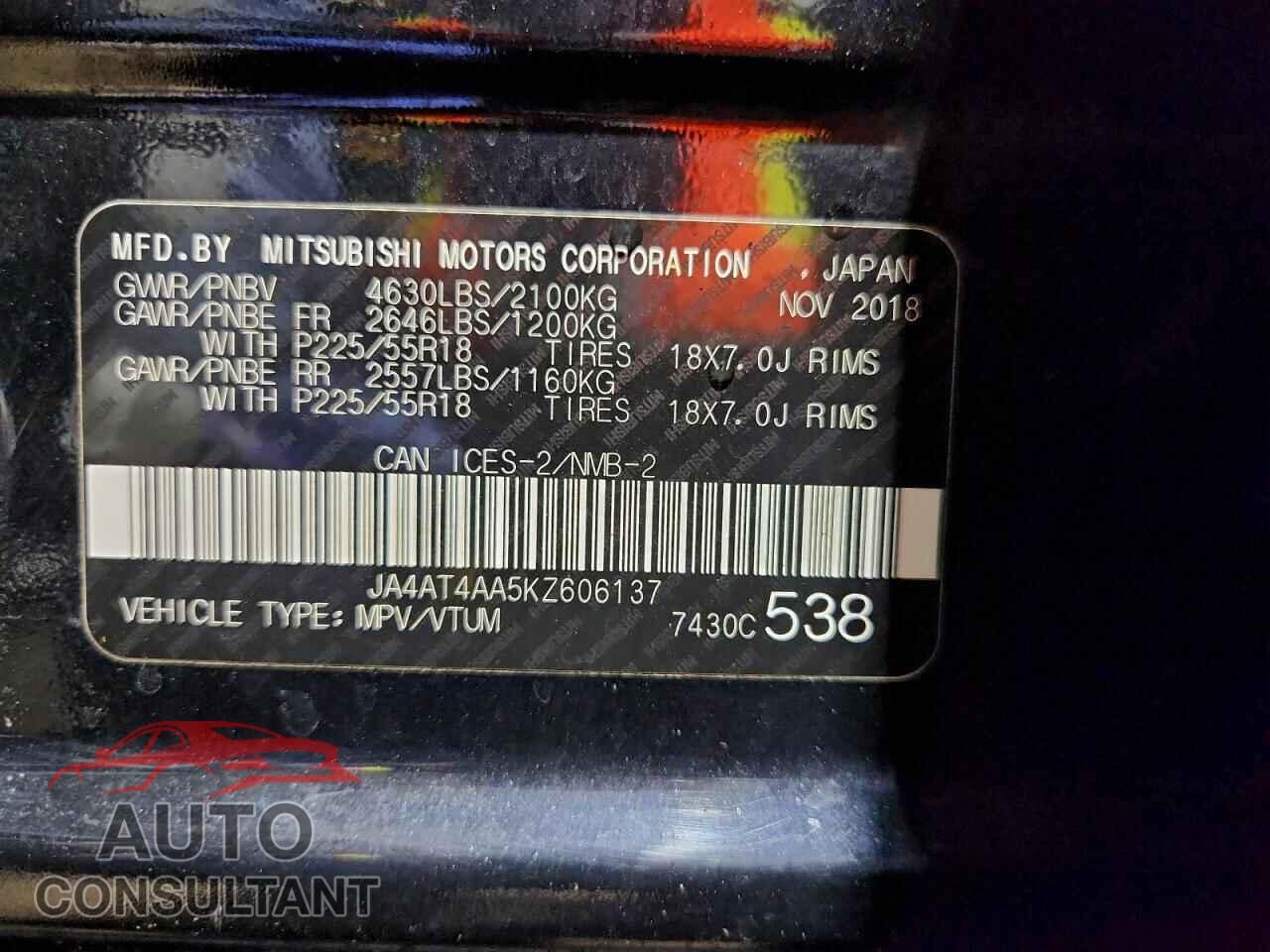 MITSUBISHI ECLIPSE 2019 - JA4AT4AA5KZ606137