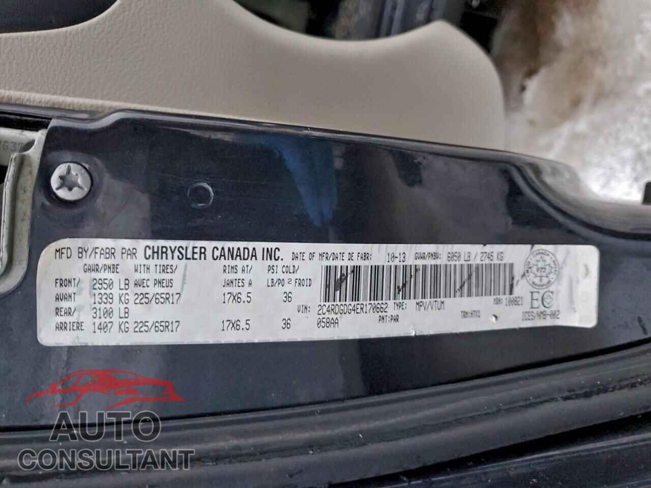 DODGE CARAVAN 2014 - 2C4RDGDG4ER170662