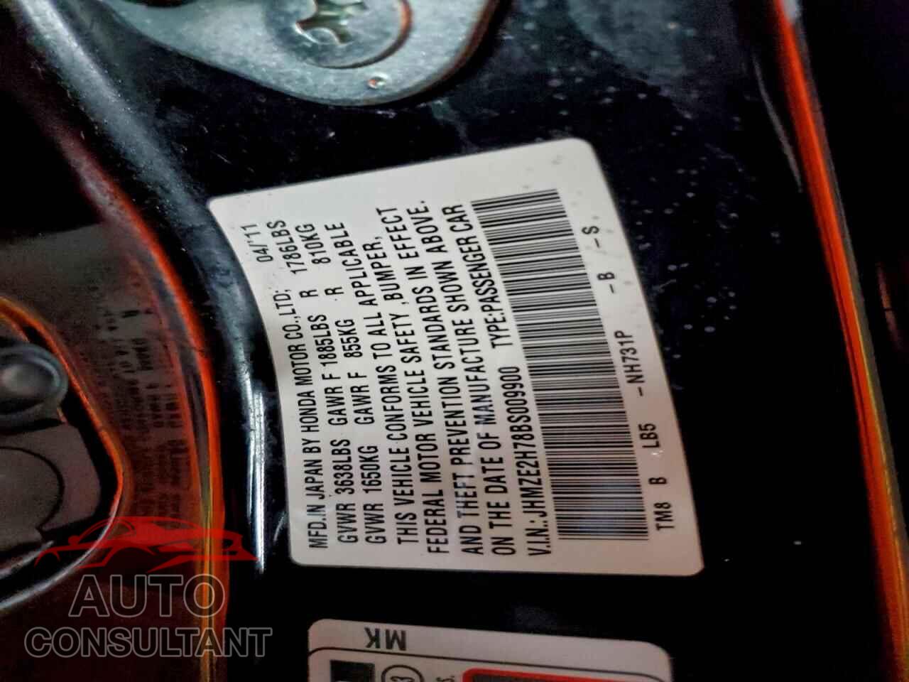 HONDA INSIGHT 2011 - JHMZE2H78BS009900