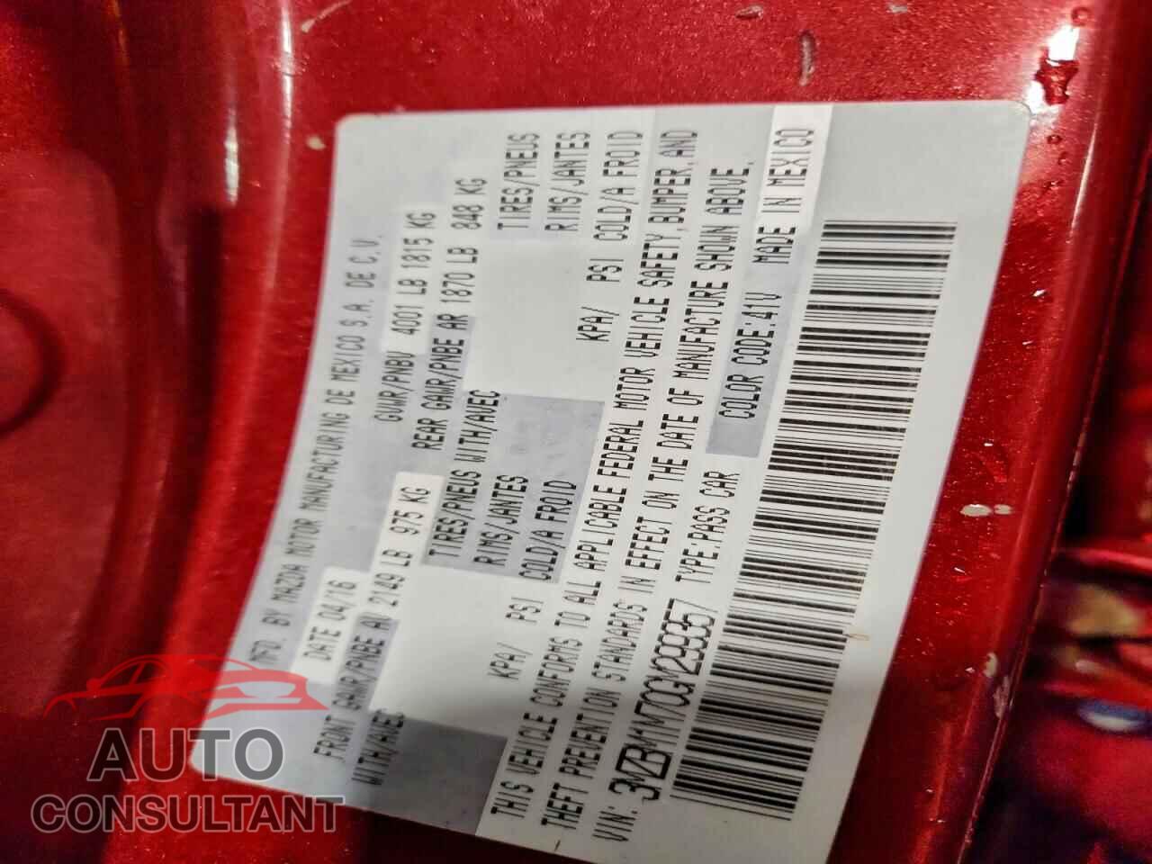 MAZDA 3 2016 - 3MZBM1M70GM299357