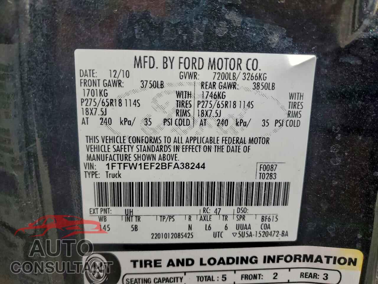 FORD F-150 2011 - 1FTFW1EF2BFA38244