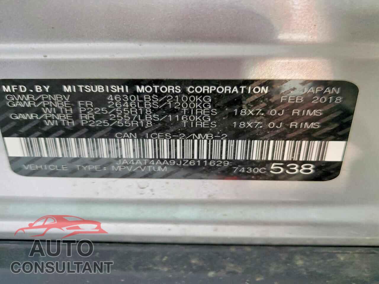 MITSUBISHI ECLIPSE 2018 - JA4AT4AA9JZ611629