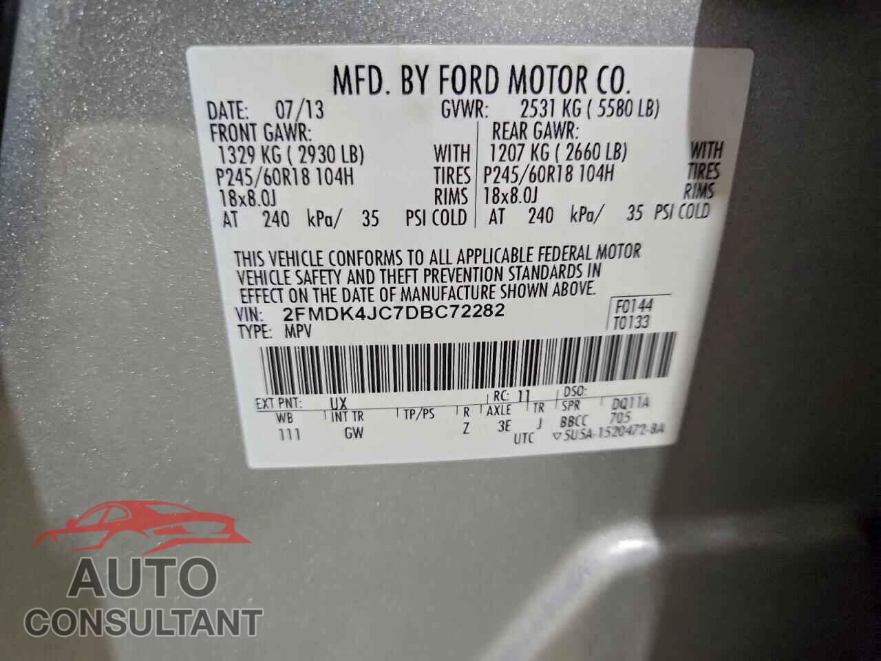 FORD EDGE 2013 - 2FMDK4JC7DBC72282