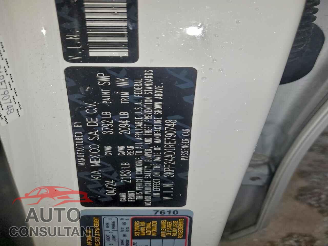 KIA FORTE 2024 - 3KPF24AD1RE790748