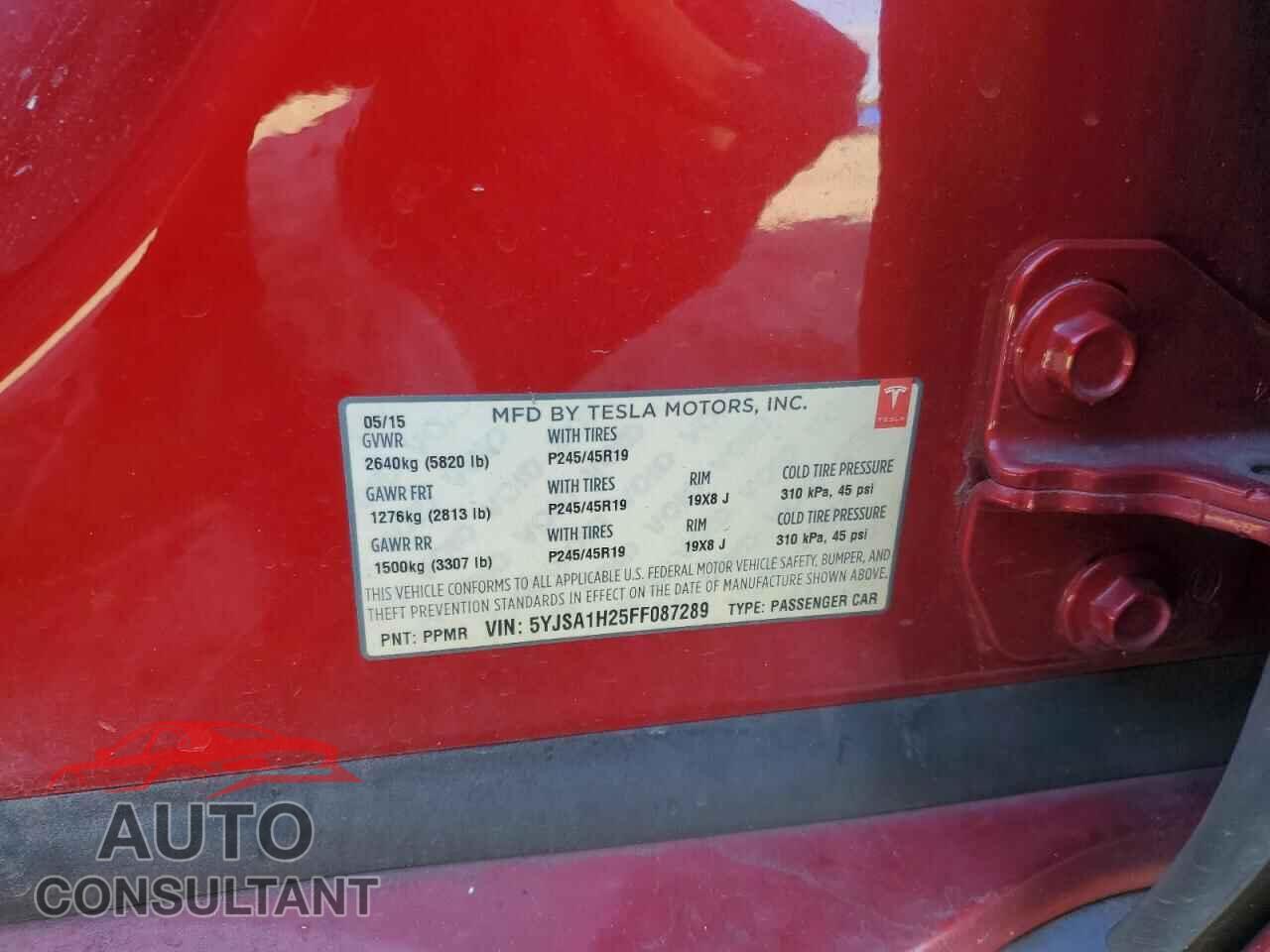 TESLA MODEL S 2015 - 5YJSA1H25FF087289