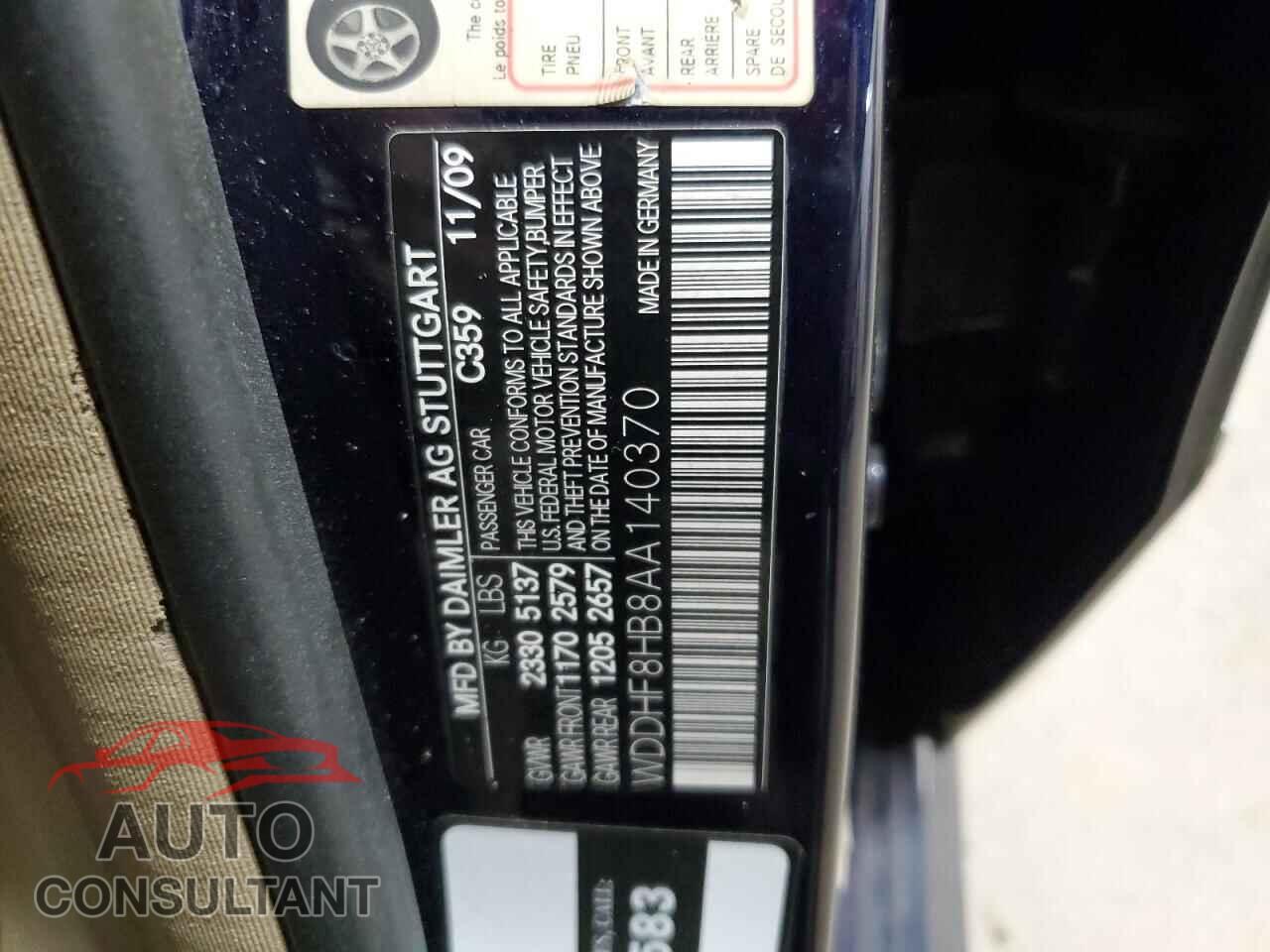 MERCEDES-BENZ E-CLASS 2010 - WDDHF8HB8AA140370