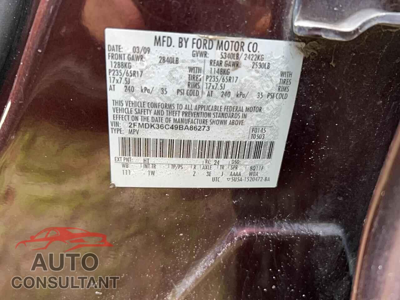 FORD EDGE 2009 - 2FMDK36C49BA86273