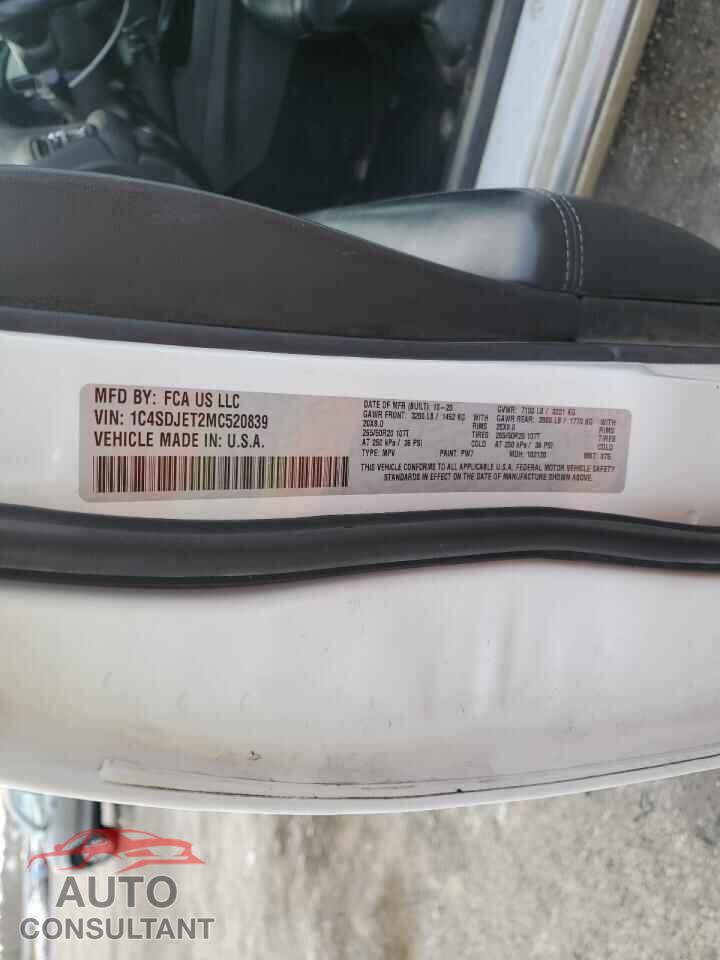 DODGE DURANGO 2021 - 1C4SDJET2MC520839