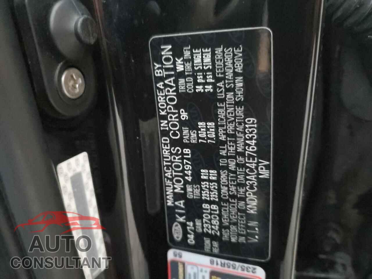 KIA SPORTAGE 2014 - KNDPC3AC4E7643319