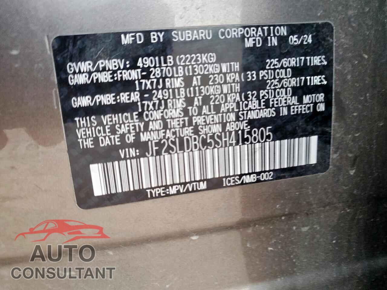 SUBARU FORESTER 2025 - JF2SLDBC5SH415805