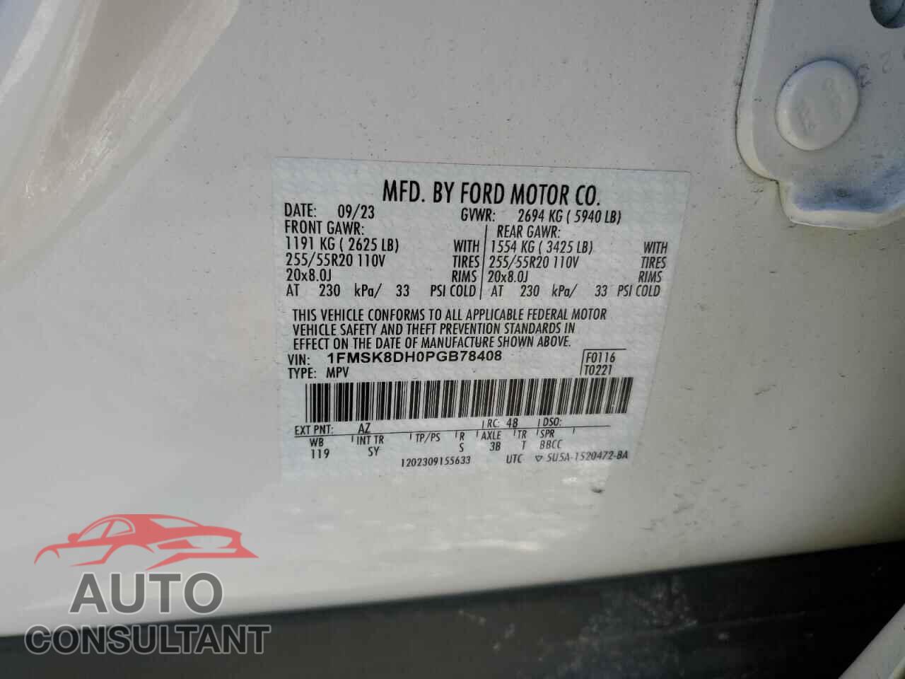 FORD EXPLORER 2023 - 1FMSK8DH0PGB78408