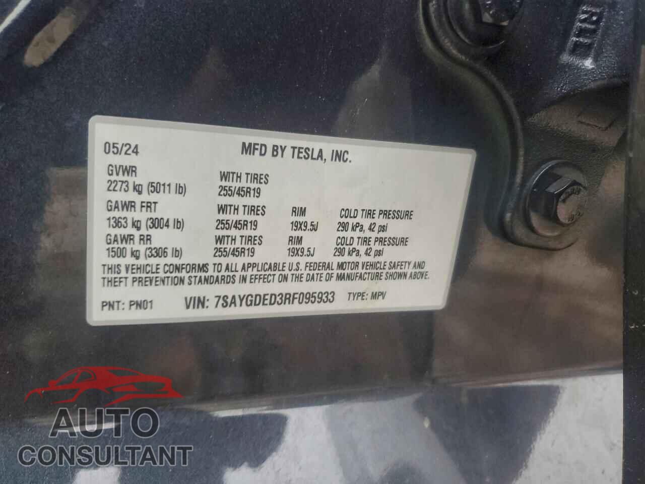 TESLA MODEL Y 2024 - 7SAYGDED3RF095933