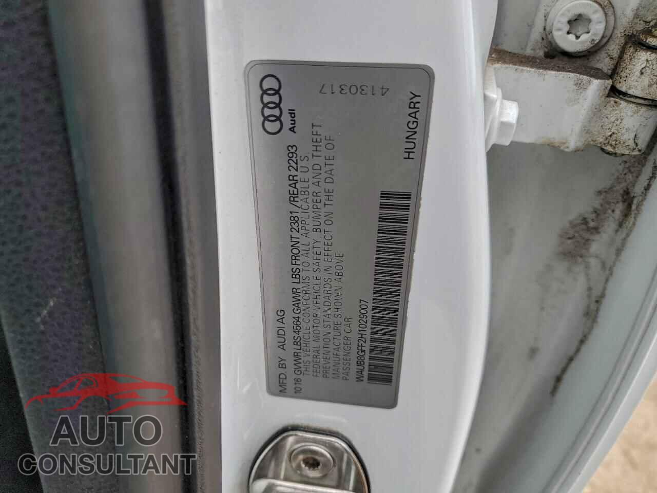 AUDI A3 2017 - WAUB8GFF2H1029007