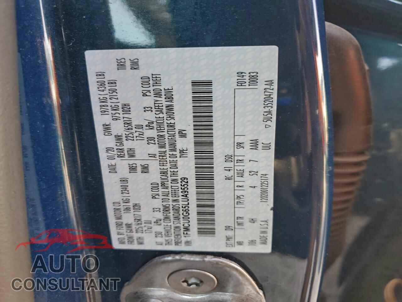 FORD ESCAPE 2020 - 1FMCU0G65LUA95529