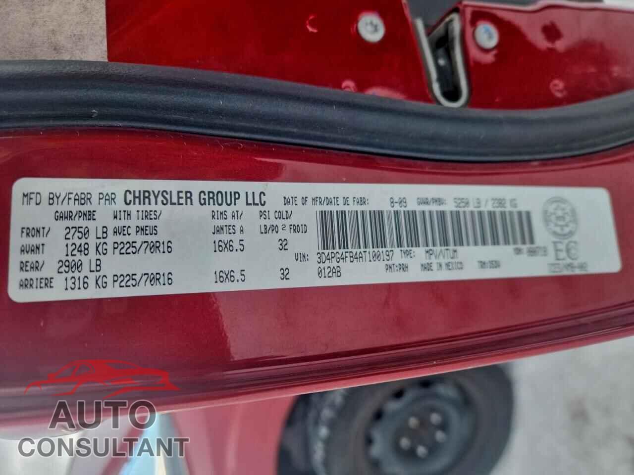 DODGE JOURNEY 2010 - 3D4PG4FB4AT100197