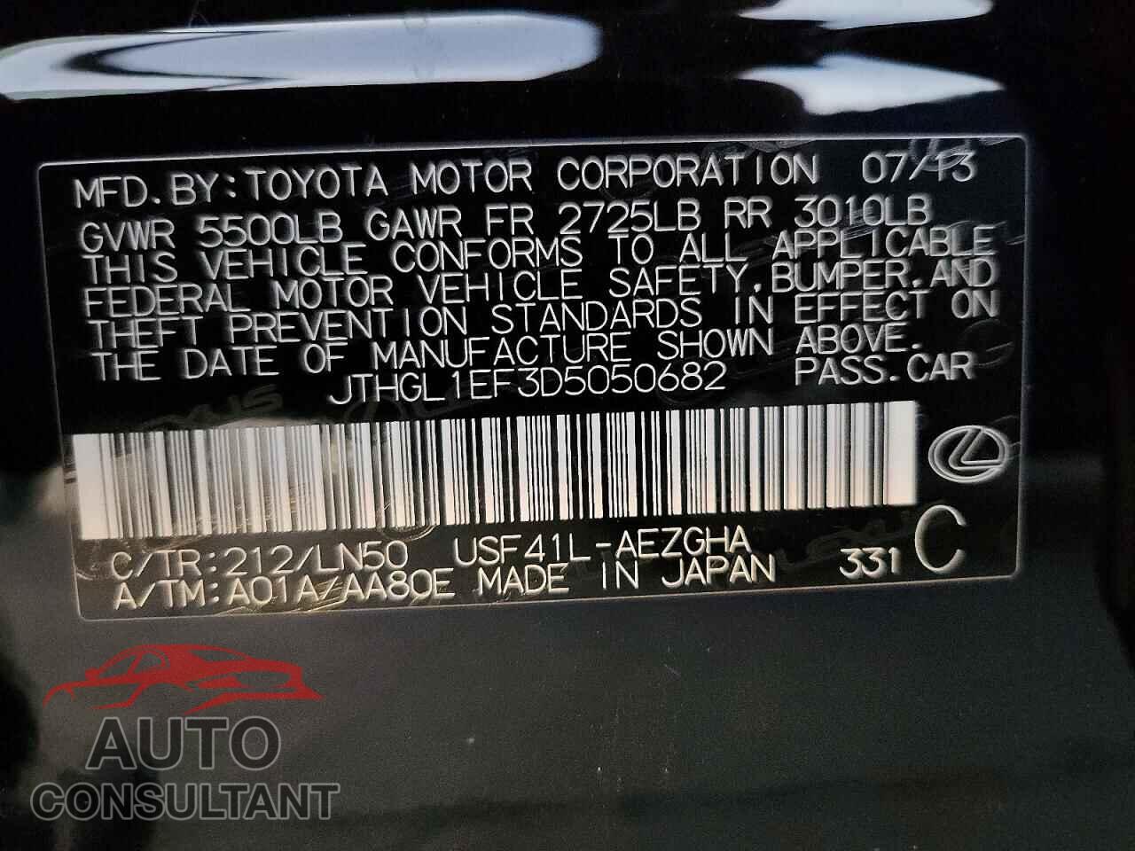 LEXUS LS460 2013 - JTHGL1EF3D5050682