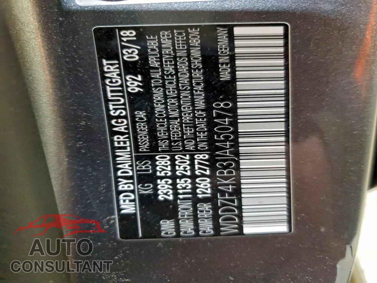 MERCEDES-BENZ E-CLASS 2018 - WDDZF4KB3JA450478