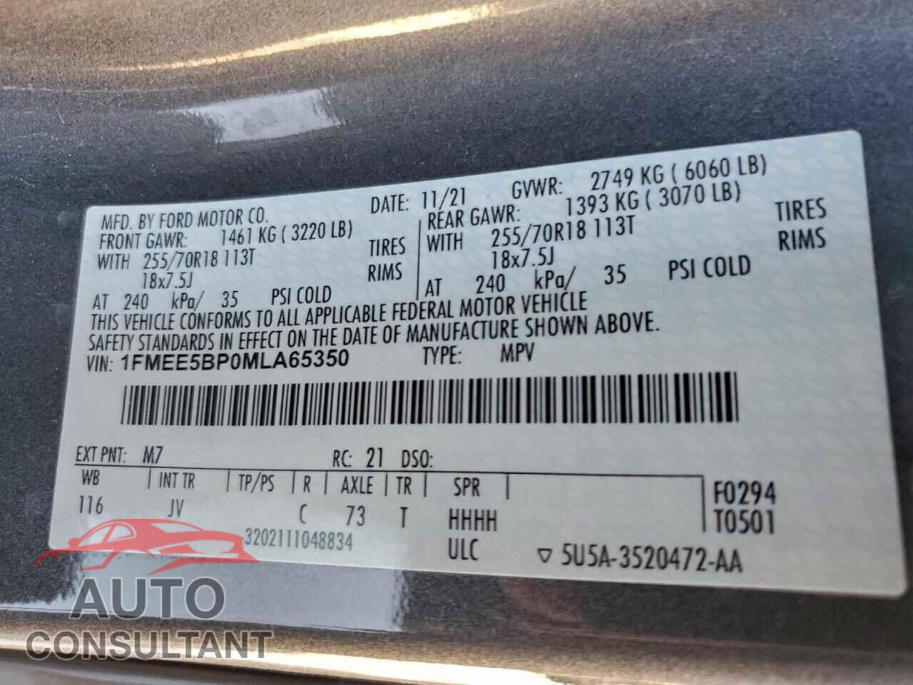FORD BRONCO 2021 - 1FMEE5BP0MLA65350