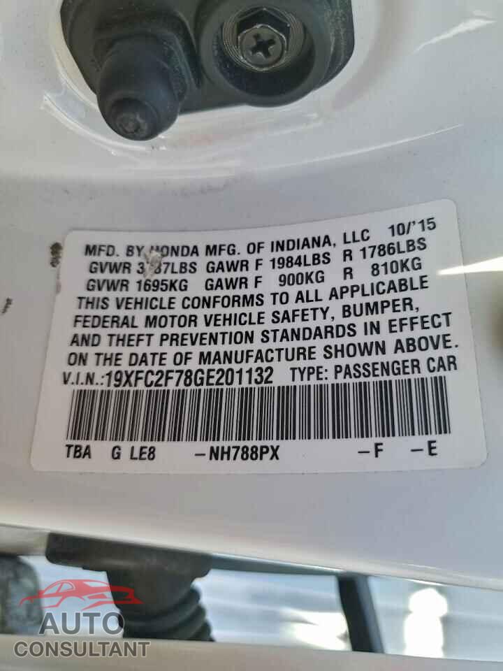HONDA CIVIC 2016 - 19XFC2F78GE201132
