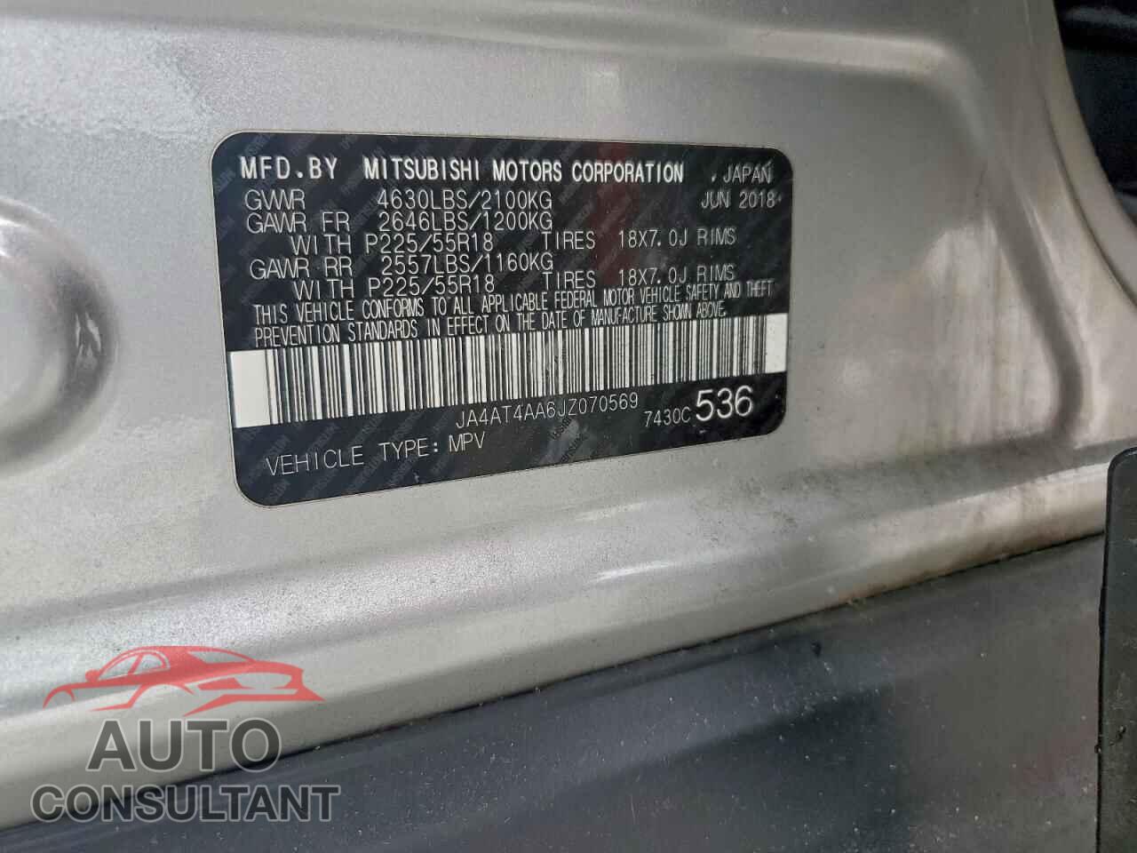 MITSUBISHI ECLIPSE 2018 - JA4AT4AA6JZ070569