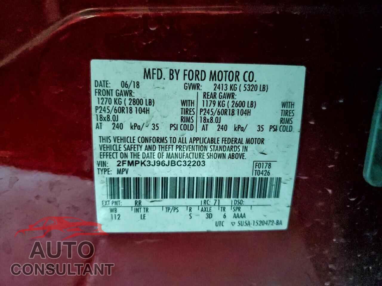 FORD EDGE 2018 - 2FMPK3J96JBC32203