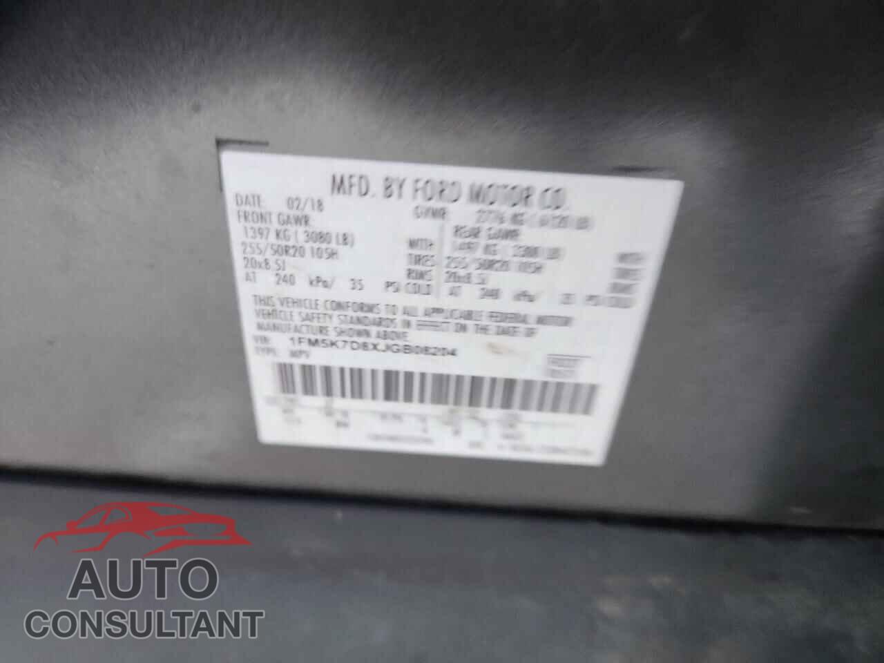 FORD EXPLORER 2018 - 1FM5K7D8XJGB08204