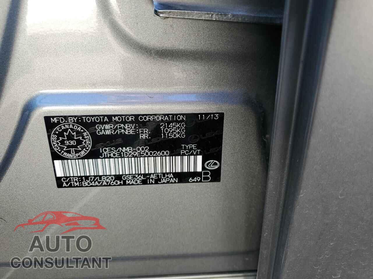 LEXUS IS 2014 - JTHCE1D29E5002600