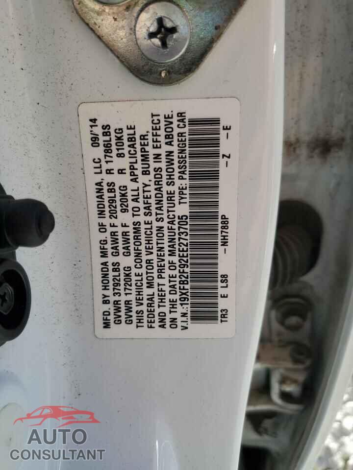 HONDA CIVIC 2014 - 19XFB2F92EE273705