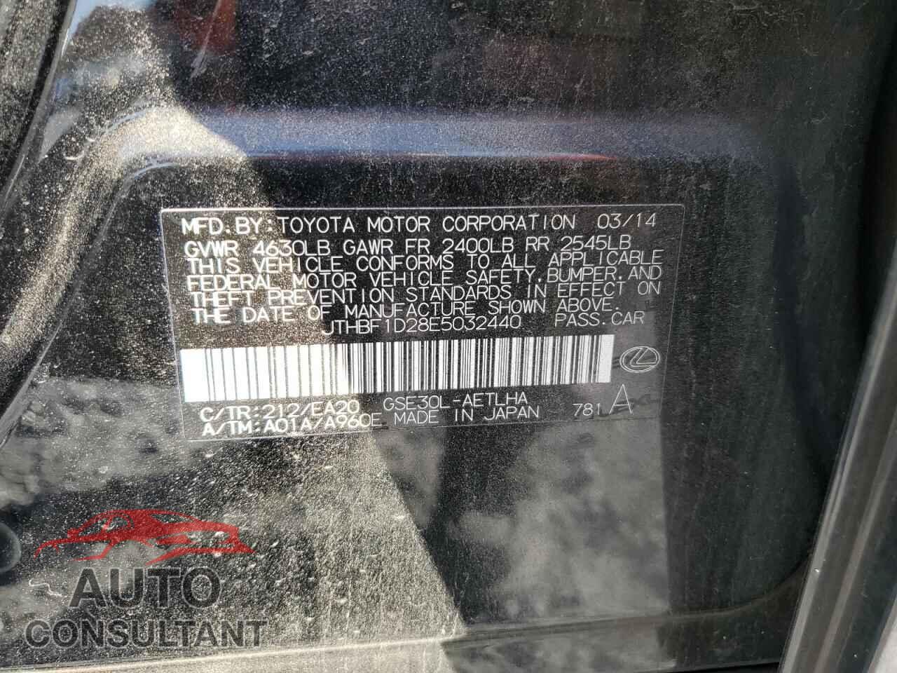 LEXUS IS 2014 - JTHBF1D28E5032440