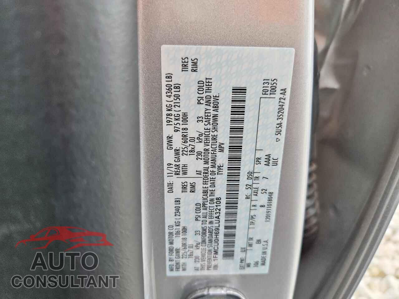 FORD ESCAPE 2020 - 1FMCU0H69LUA32108