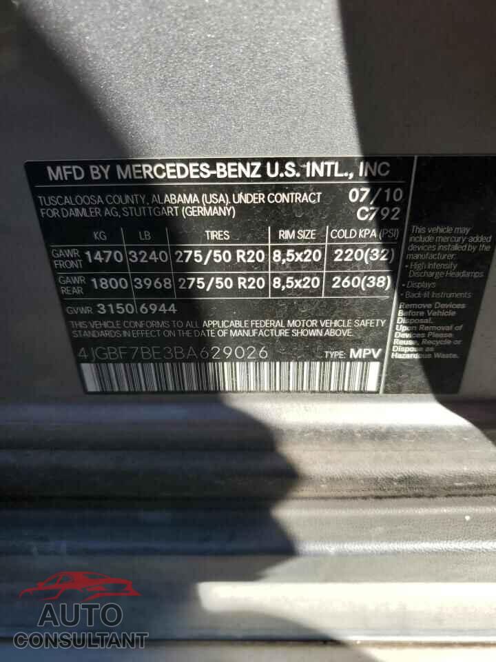 MERCEDES-BENZ GL-CLASS 2011 - 4JGBF7BE3BA629026
