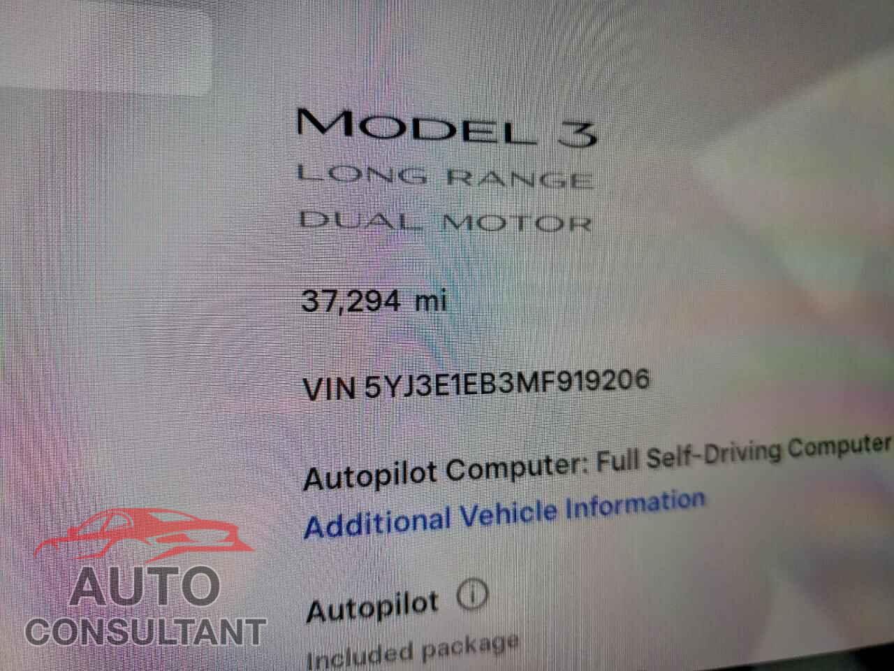 TESLA MODEL 3 2021 - 5YJ3E1EB3MF919206