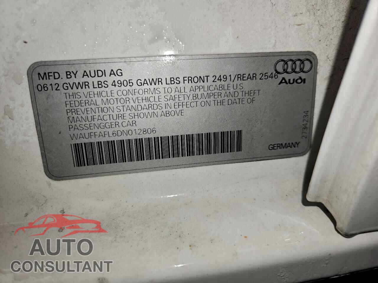 AUDI A4 2013 - WAUFFAFL6DN012806