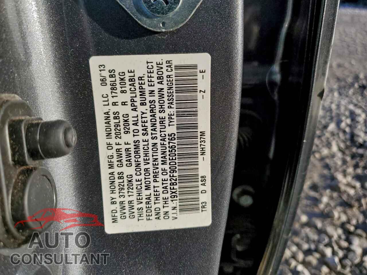 HONDA CIVIC 2013 - 19XFB2F90DE056765