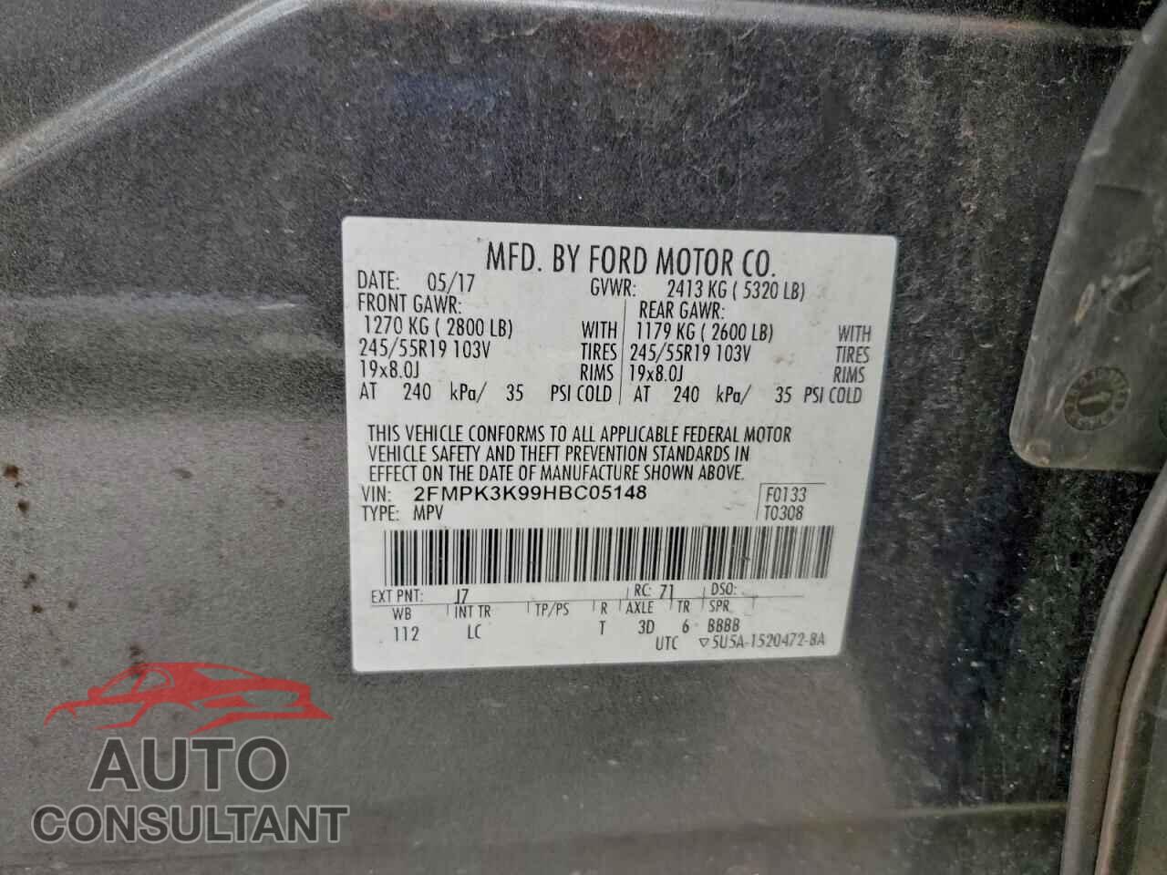 FORD EDGE 2017 - 2FMPK3K99HBC05148