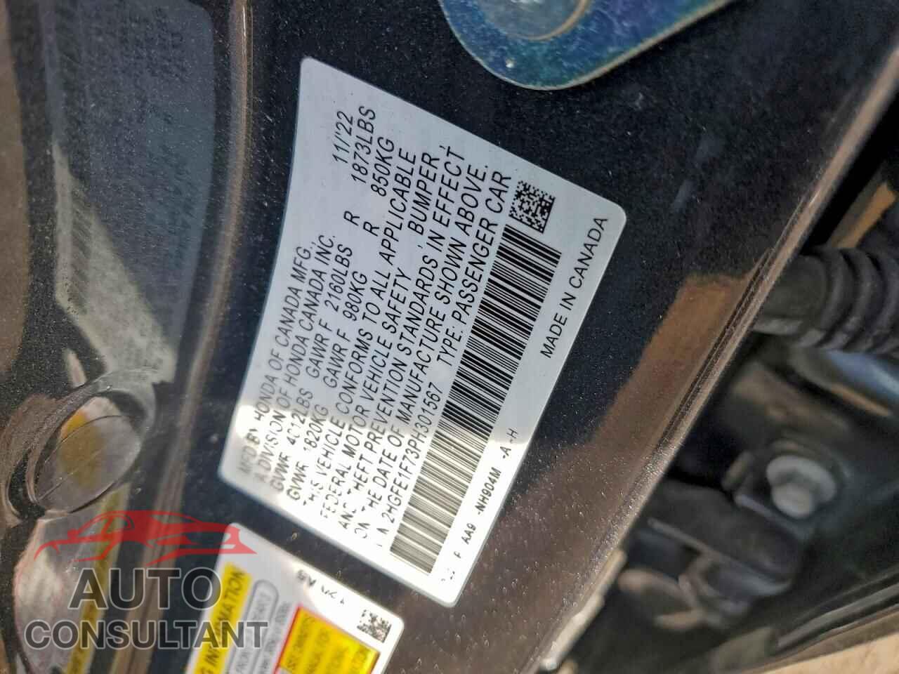 HONDA CIVIC 2023 - 2HGFE1F73PH301567