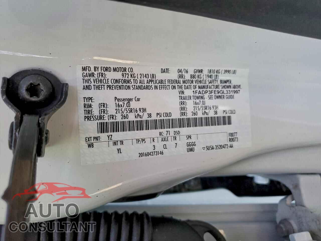 FORD FOCUS 2016 - 1FADP3FE9GL331997