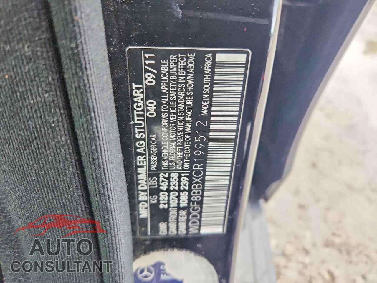 MERCEDES-BENZ C-CLASS 2012 - WDDGF8BBXCR199512