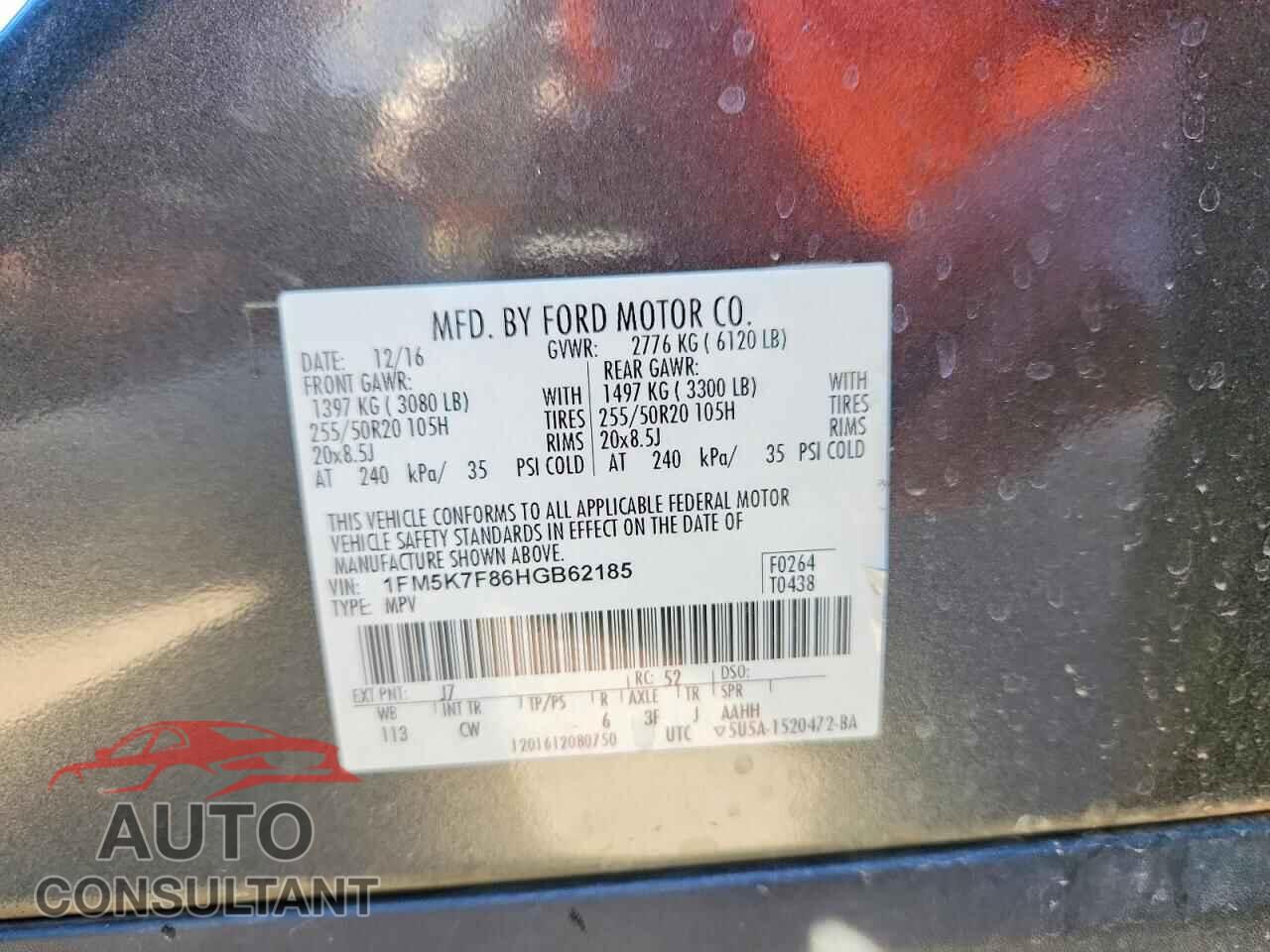 FORD EXPLORER 2017 - 1FM5K7F86HGB62185