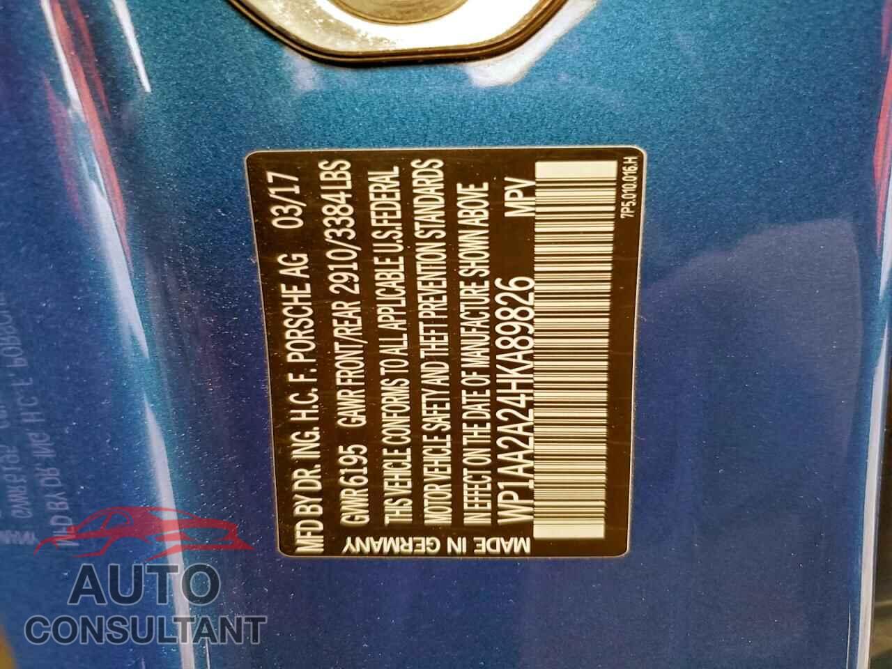 PORSCHE CAYENNE 2017 - WP1AA2A24HKA89826