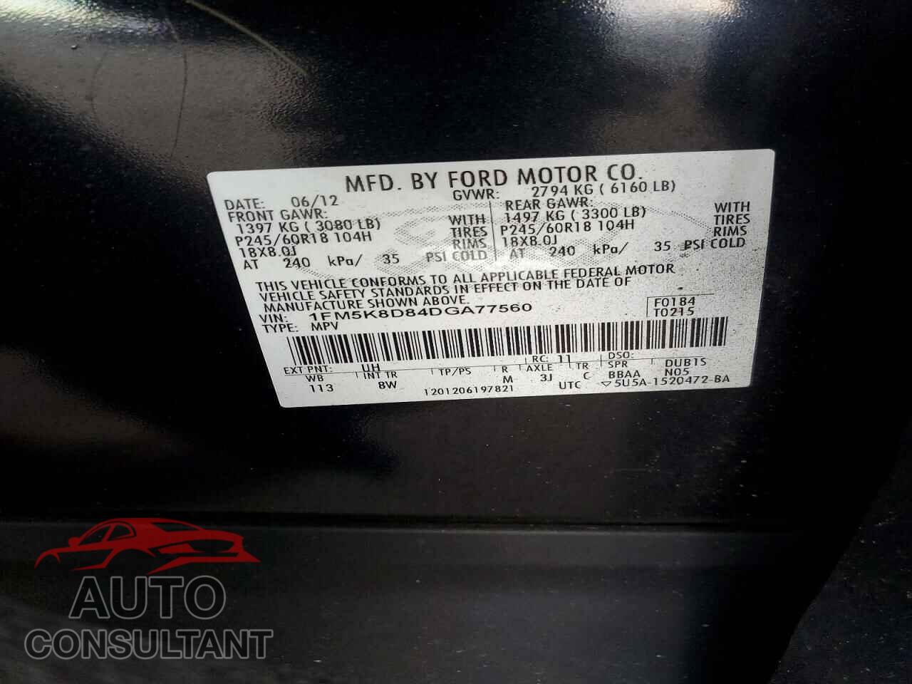 FORD EXPLORER 2013 - 1FM5K8D84DGA77560