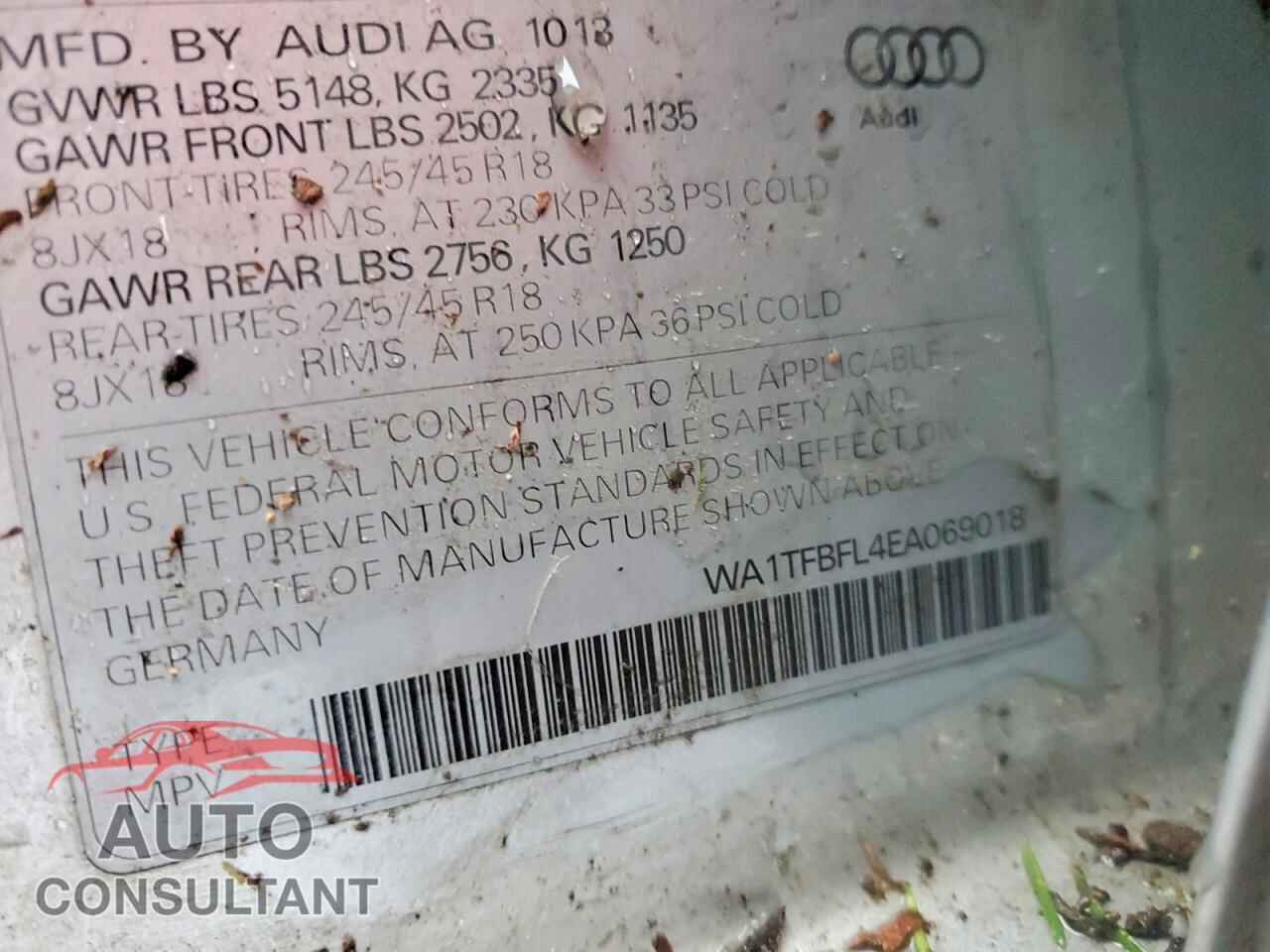 AUDI A4 2014 - WA1TFBFL4EA069018