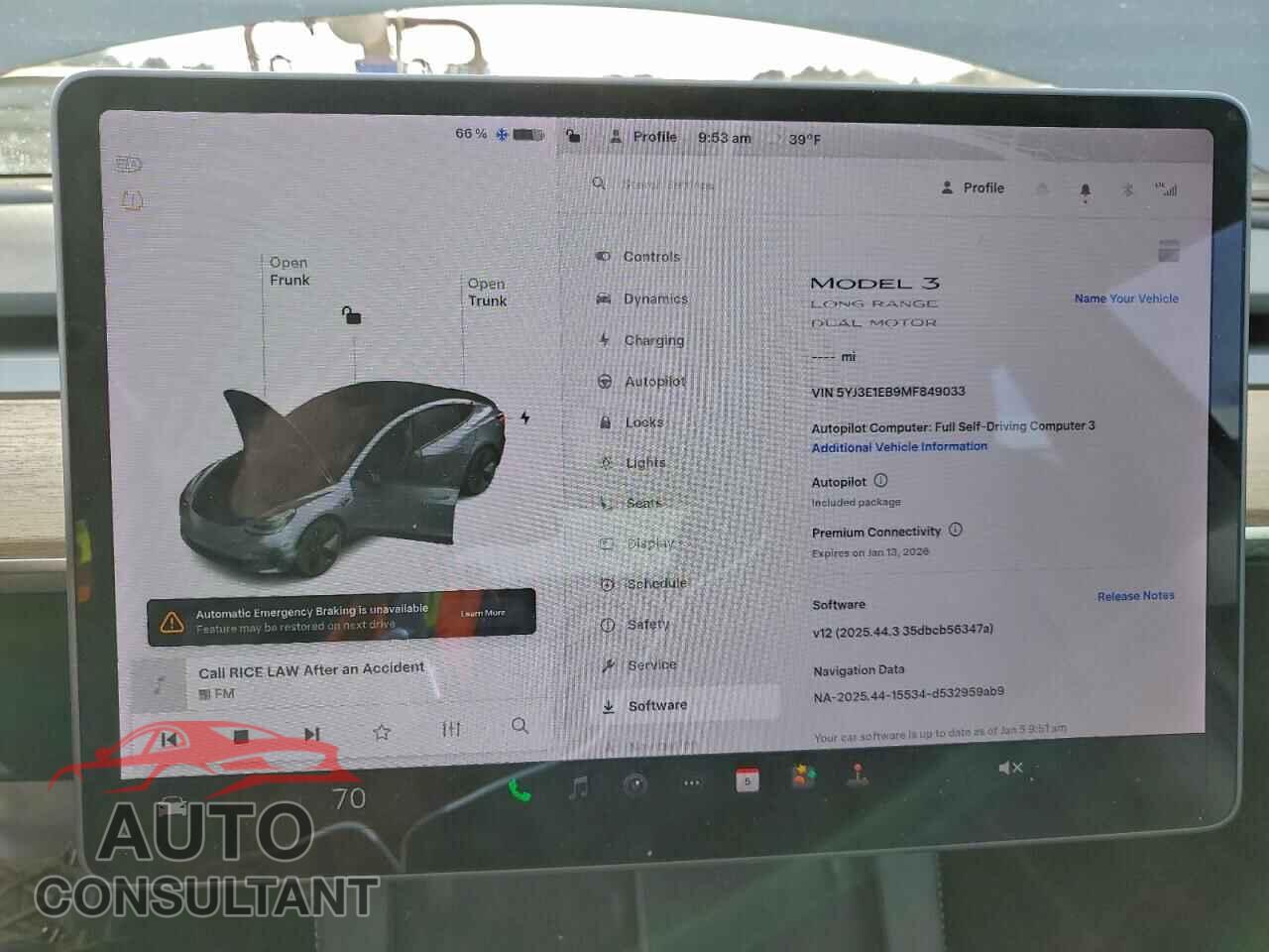 TESLA MODEL 3 2021 - 5YJ3E1EB9MF849033