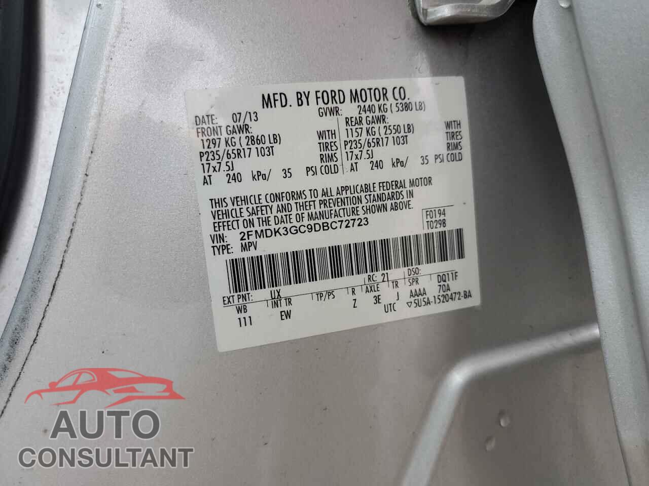 FORD EDGE 2013 - 2FMDK3GC9DBC72723