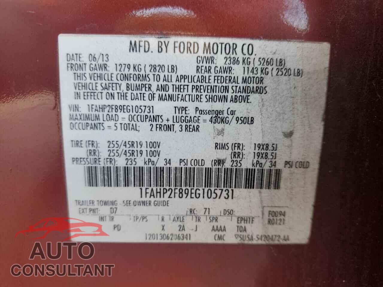 FORD TAURUS 2014 - 1FAHP2F89EG105731